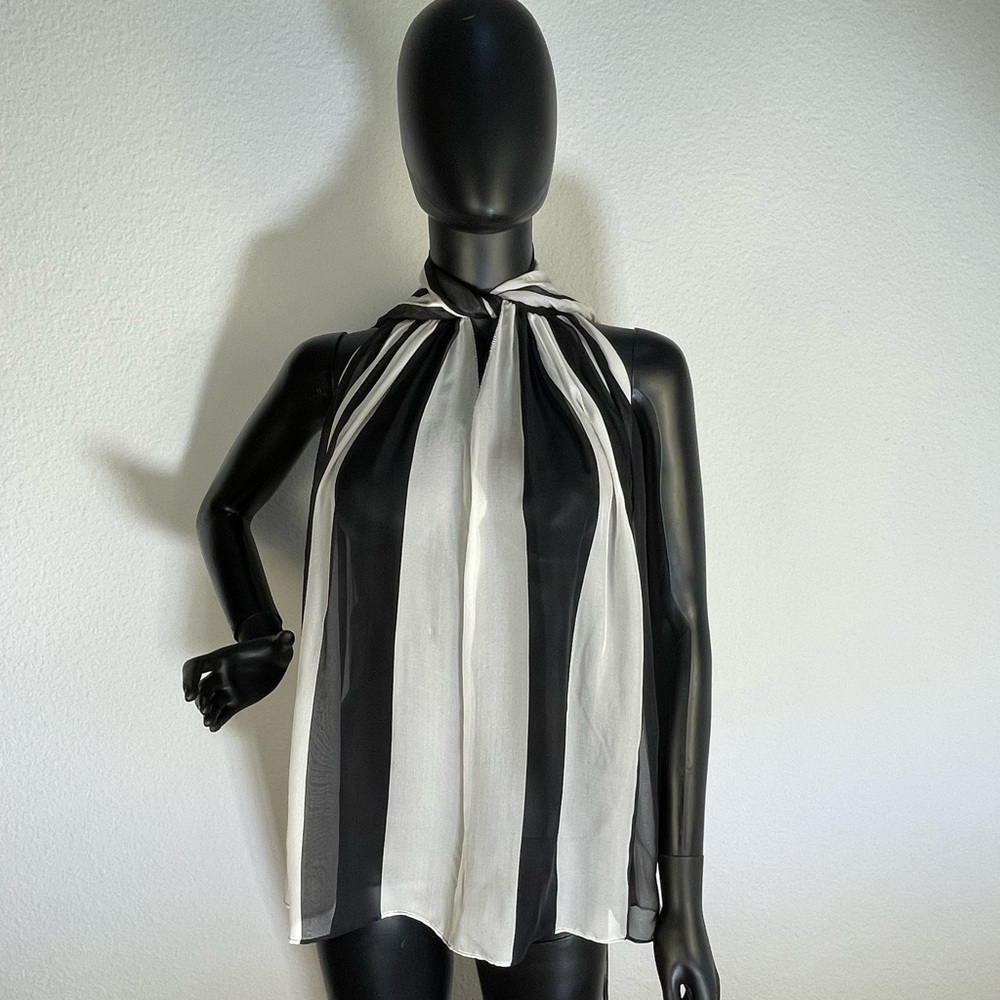 L.A.M.B. Black and White Striped Blouse
